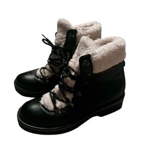 Tommy Hilfiger Black and White Suede Winter Boots Size 9